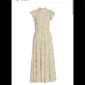 Sea Alison Floral-Print Flutter-Sleeve Smocked Dress